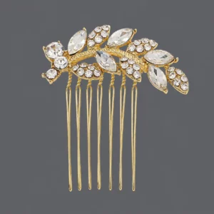 Peigne doré feuille de mariée